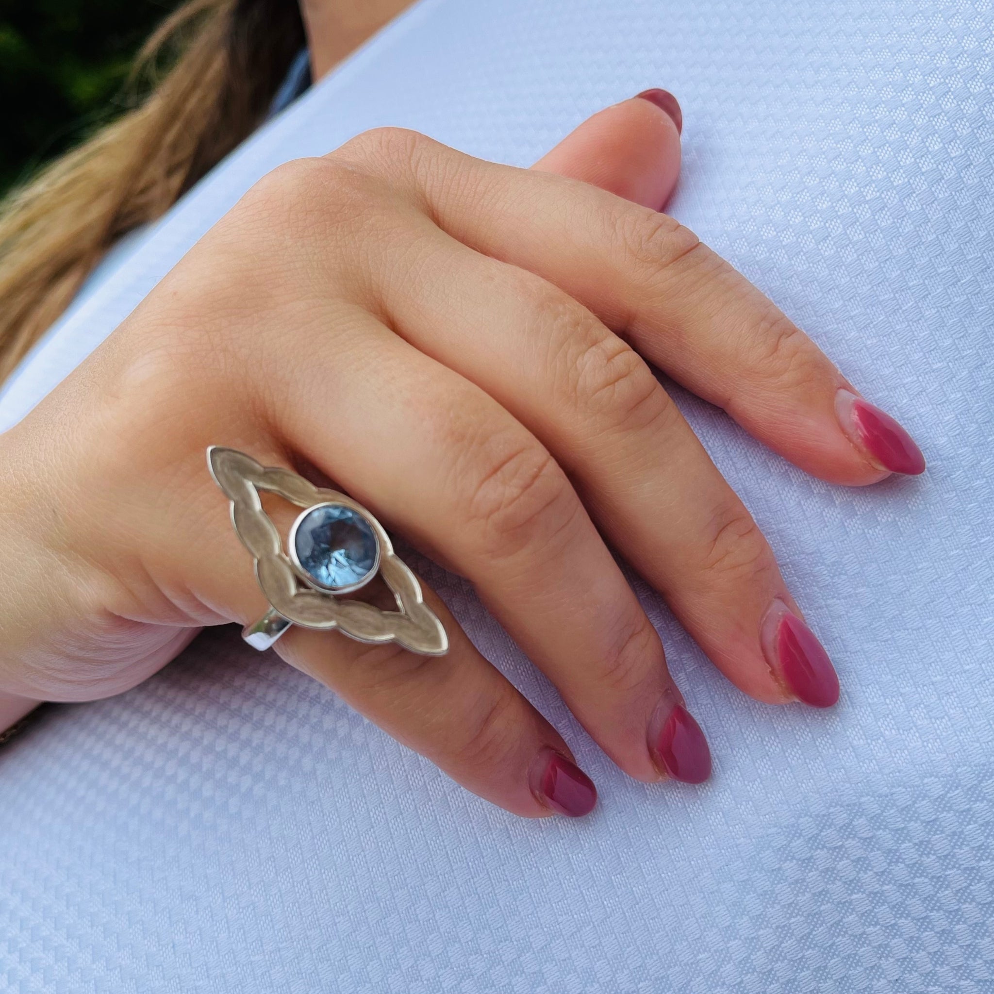 Sterling Silver and Blue Topaz Window of Light Ring